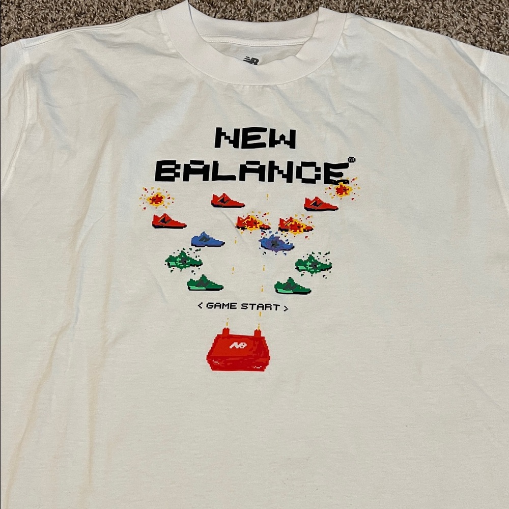 New Balance White Tee with Colorful Gaming Shoe Graphics - Picture 2 of 7